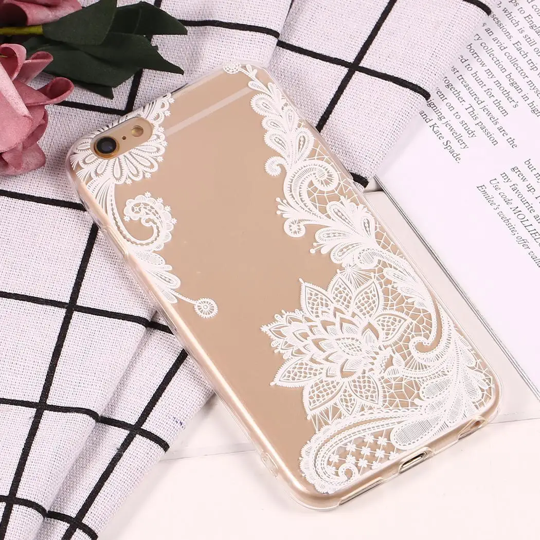 

plus/ Cover 1 7/ TPU iPhone iPhoneX Clear x For White Shockproof 6/ Proof Soft Protective Lace Back 8 Case Dust Fitted
