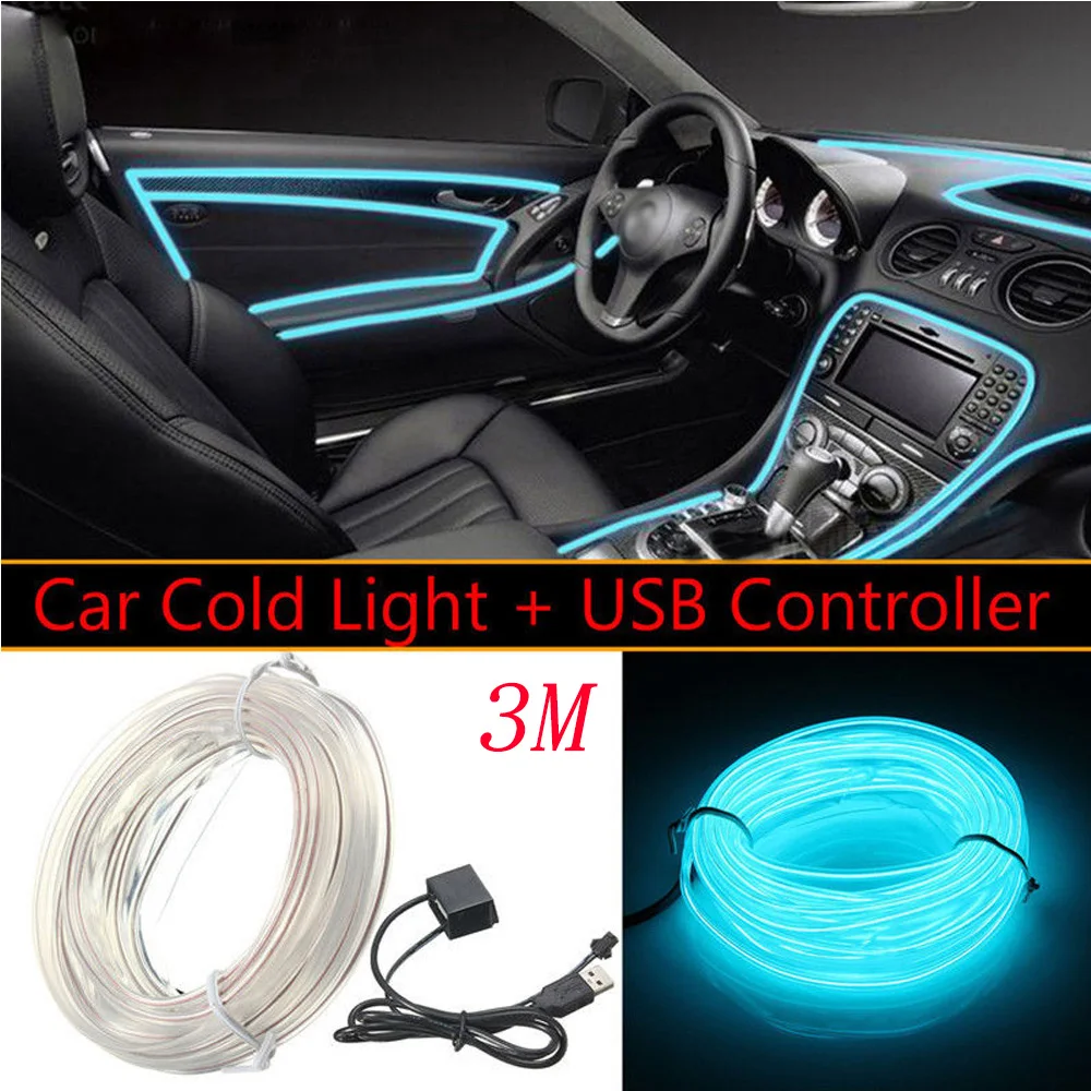 5V USB Transparent Blue LED Light Glow EL Wire String Strip Car Interior Decor Universal suitable for most cars Easy to install
5V USB Transparent Blue LED Light Glow EL Wire String Strip Car Interior Decor Universal suitable for most cars Easy to install