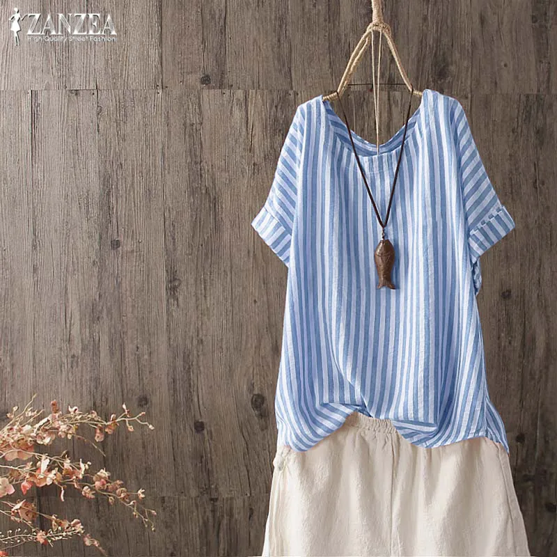 Striped Summer Tops 2019 ZANZEA Women's Blouse Vintage Casual Top Female Shirt Short Sleeve Chemise Plus Size Blusas Femininas
Striped Summer Tops 2019 ZANZEA Women's Blouse Vintage Casual Top Female Shirt Short Sleeve Chemise Plus Size Blusas Femininas