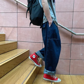 2019 Men's Cargo Pocket Casual Pants Wide Leg Pants Wash Jeans Baggy Homme Blue Color Loose Fashion Trend Trousers Size S-XL
2019 Men's Cargo Pocket Casual Pants Wide Leg Pants Wash Jeans Baggy Homme Blue Color Loose Fashion Trend Trousers Size S-XL