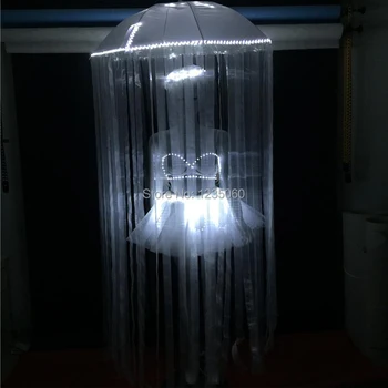 Ballroom dance led costume stage performance model wears Led Luminous Jellyfish Umbrella Light Up Bikini Dress for Wedding Party
Ballroom dance led costume stage performance model wears Led Luminous Jellyfish Umbrella Light Up Bikini Dress for Wedding Party