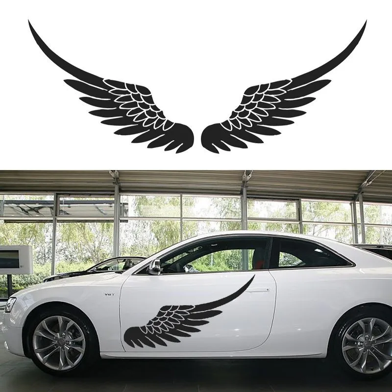 2X Large body side door surface sticker decalion vinyl bird feather angel wings black and white car stickers |