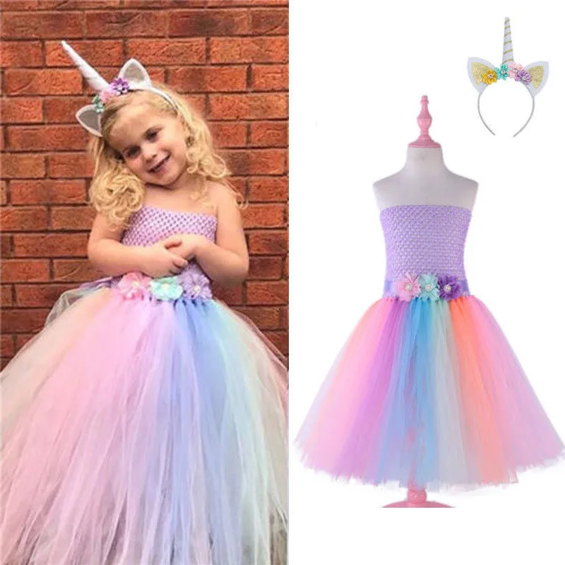 Princess Kid Girl Unicorn Outfits Sleeveless Strapless Flowers Rainbow Tulle Birthday Wedding Party Dress Headband 2Pcs 1-12Y
Princess Kid Girl Unicorn Outfits Sleeveless Strapless Flowers Rainbow Tulle Birthday Wedding Party Dress Headband 2Pcs 1-12Y