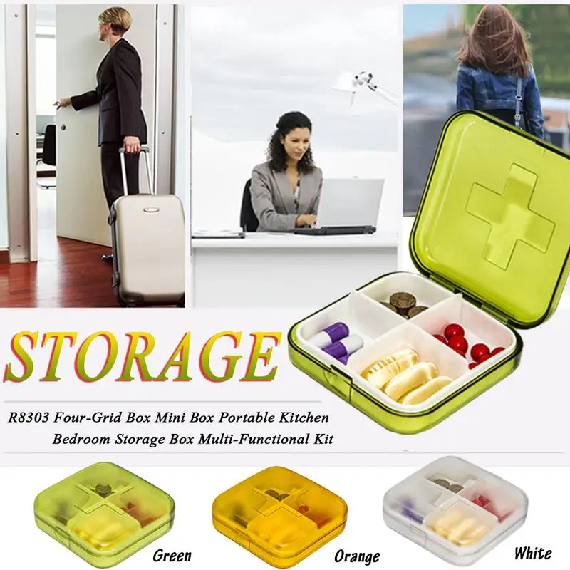 R8303 Four-Grid Box Mini Box Multi-Functional Kit Portable Kitchen Bedroom Storage Box Compartment Travel Pill Case
R8303 Four-Grid Box Mini Box Multi-Functional Kit Portable Kitchen Bedroom Storage Box Compartment Travel Pill Case