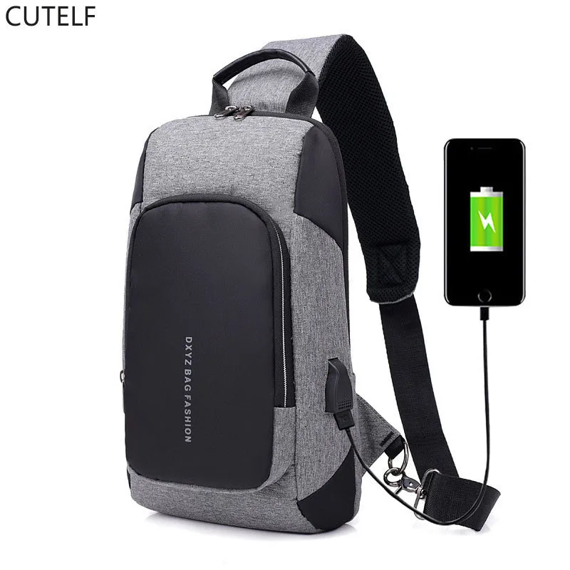 Men's USB Charging Canvas Bagpack Leisure Chest Bag Waterproof AntiTheft Single Shoulder Bags Back Pack Sac A Dos Homme 2019 New
Men's USB Charging Canvas Bagpack Leisure Chest Bag Waterproof AntiTheft Single Shoulder Bags Back Pack Sac A Dos Homme 2019 New