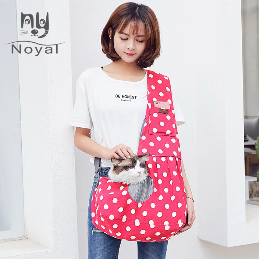 Pet Travel Carrier Cats Sling Canvas Bag Dot Pattern Adjustable for Kitten Puppy Outdoor Portable Shoulder | Дом и сад