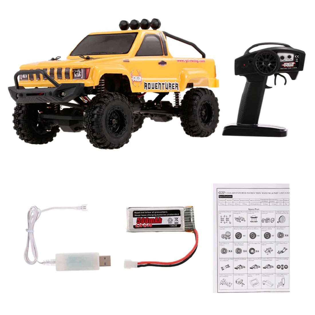 RGT 1:24 2.4G 4WD 15km/h Simulation RC Off-road Vehicle RC Climbing Car RTR Version - Yellow
RGT 1:24 2.4G 4WD 15km/h Simulation RC Off-road Vehicle RC Climbing Car RTR Version - Yellow