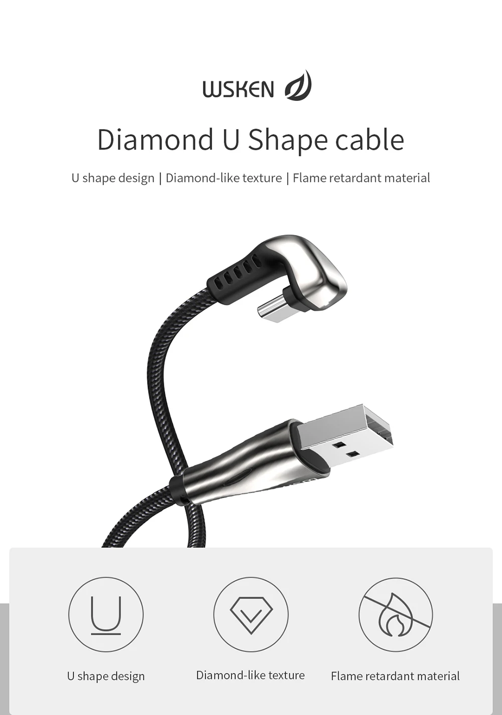 WSKEN Data Cable 1.2M 6V 3A Wire USB Type-C Port Quick Charge Fast Charging Data Transmission U-Shaped Mobile Phone Line
WSKEN Data Cable 1.2M 6V 3A Wire USB Type-C Port Quick Charge Fast Charging Data Transmission U-Shaped Mobile Phone Line