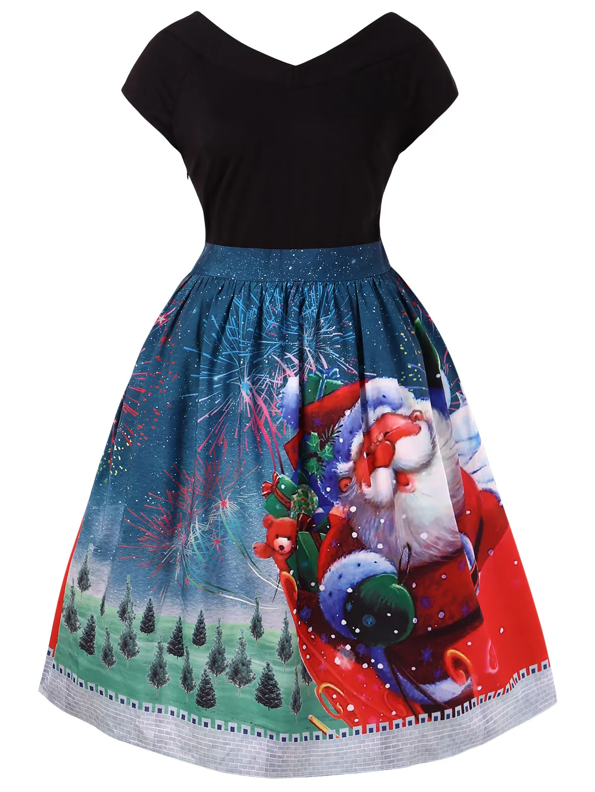 Wipalo Fashion Plus Size Santa Claus Print Christmas V Neck Dress Women Short Sleeve A Line Vintage Party Dress 5XL Vestidos
Wipalo Fashion Plus Size Santa Claus Print Christmas V Neck Dress Women Short Sleeve A Line Vintage Party Dress 5XL Vestidos