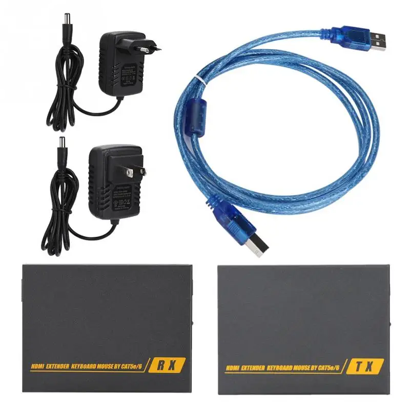 60M HDMI KVM Single Line Network Extender Transmitter Receiver Adapter 100-240V |