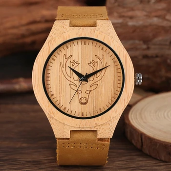 Engraved Tiger Dial Elk Deer Wood Watch Men's Watches Brown Leather Band Quartz Clock Hours Top Brand Luxury Relogio Masculino
Engraved Tiger Dial Elk Deer Wood Watch Men's Watches Brown Leather Band Quartz Clock Hours Top Brand Luxury Relogio Masculino