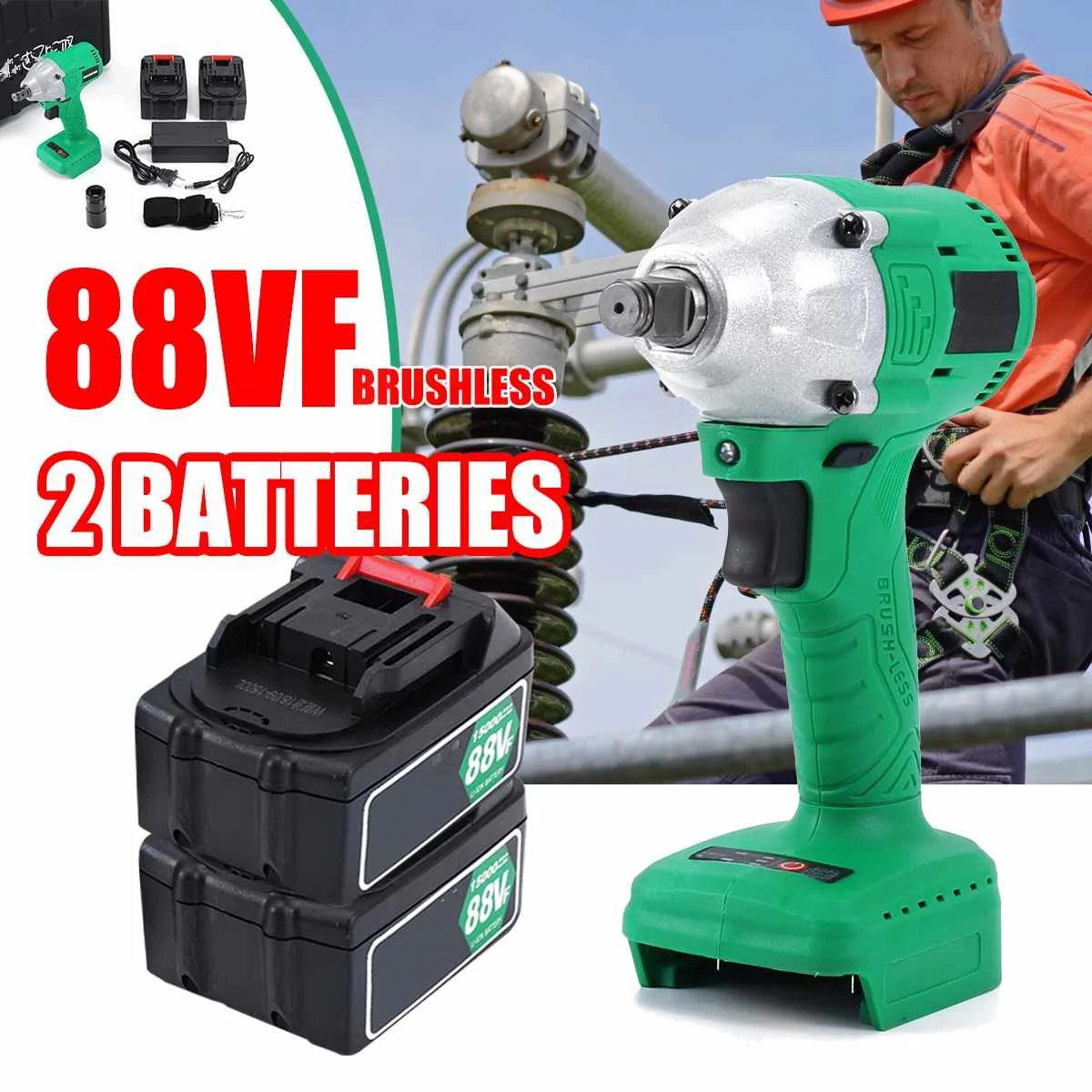 460Nm Max Torque Brushless Cordless Electric Impact Wrench Rechargable Batteries Powerful Screw Driver Tool LED Lights
460Nm Max Torque Brushless Cordless Electric Impact Wrench Rechargable Batteries Powerful Screw Driver Tool LED Lights