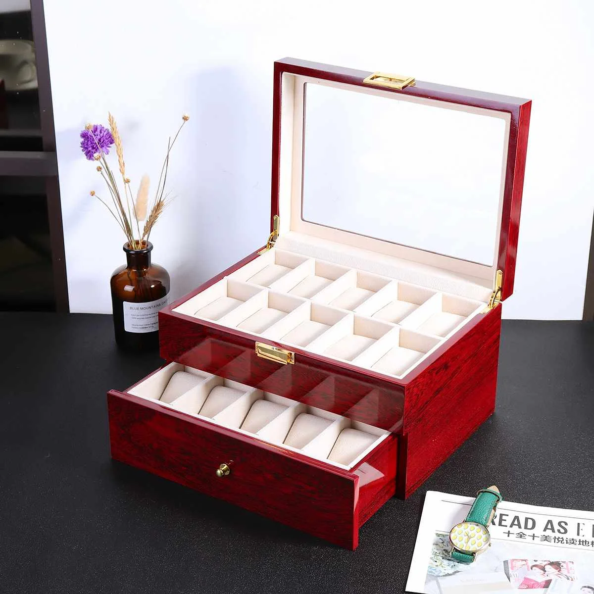 Luxury 10/20 Grids Wrist Watch Display Box Storage Holder Organizer Watch Case Jewelry Display Watch Box Wooden
Luxury 10/20 Grids Wrist Watch Display Box Storage Holder Organizer Watch Case Jewelry Display Watch Box Wooden