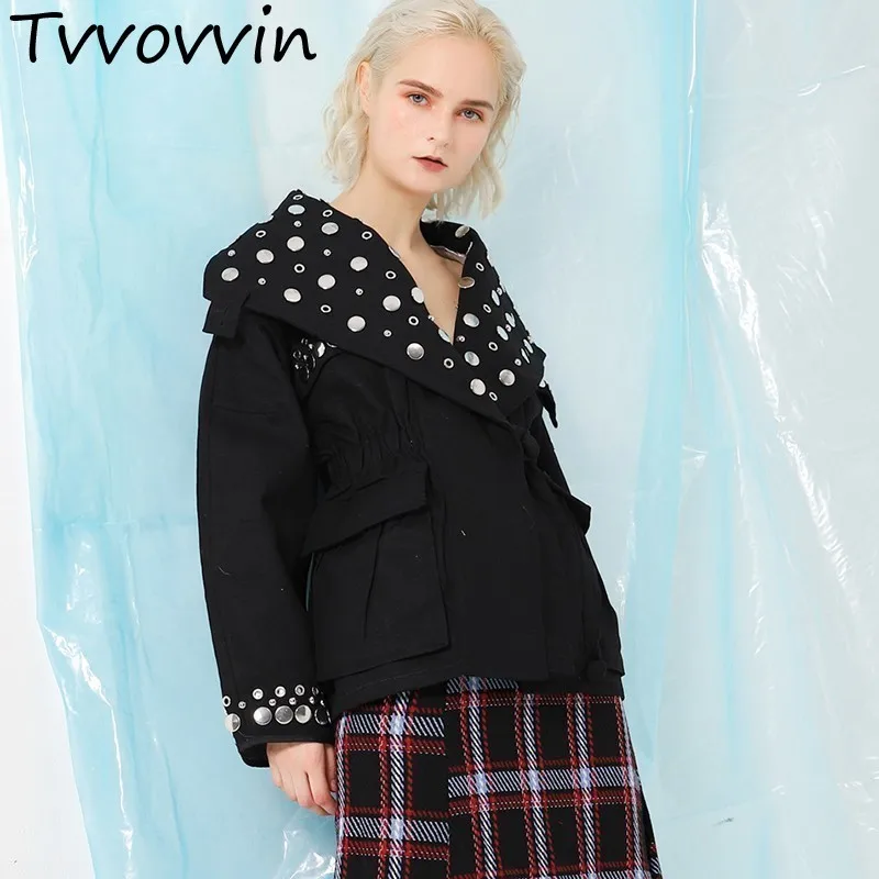 TVVOVVIN Rivet Eyelet Female Jacket Coat Lapel Long Sleeve Big Sizes Jackets For Women 2019 Spring Autumn Streetwear Q829
TVVOVVIN Rivet Eyelet Female Jacket Coat Lapel Long Sleeve Big Sizes Jackets For Women 2019 Spring Autumn Streetwear Q829