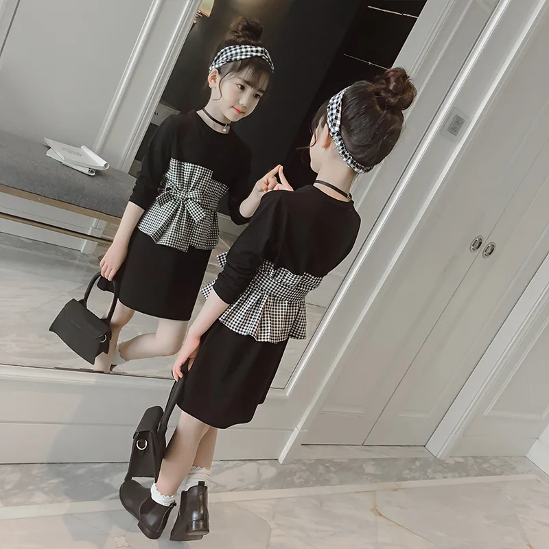 elegant kid girls black white plaid patchwork dress with bowknot summer 2019 girl long sleeve mini dresses kids clothes 4 to 9Y
elegant kid girls black white plaid patchwork dress with bowknot summer 2019 girl long sleeve mini dresses kids clothes 4 to 9Y