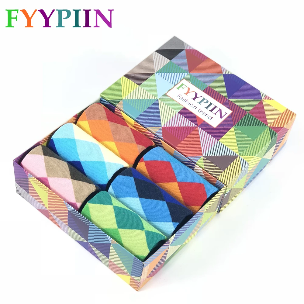 Men Socks New Sale 2019 6 Pair/lot Gift Box Cool Men's Happy Diamond pattern Socks Combed Cotton Novelty Gifts Socks Men
Men Socks New Sale 2019 6 Pair/lot Gift Box Cool Men's Happy Diamond pattern Socks Combed Cotton Novelty Gifts Socks Men