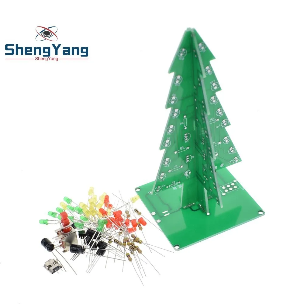 ShengYang 1PCS Three-Dimensional 3D Christmas Tree LED DIY Kit Red/Green/Yellow LED Flash Circuit Kit Electronic Fun Suite
ShengYang 1PCS Three-Dimensional 3D Christmas Tree LED DIY Kit Red/Green/Yellow LED Flash Circuit Kit Electronic Fun Suite