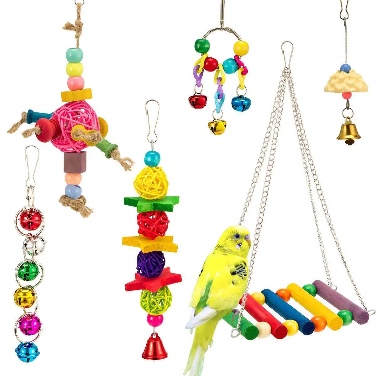 Hot Small Parrot Set Toy Color Swing Five-Pointed Star Bell String Foot Claws Rattan Ball Toy
Hot Small Parrot Set Toy Color Swing Five-Pointed Star Bell String Foot Claws Rattan Ball Toy