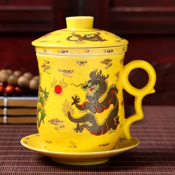 Chinese Tea Set, Ceramic Hand Painted Dragon Gold Cup Plate Filter / Kung Fu Tea Cup To Drink Home Accessories
Chinese Tea Set, Ceramic Hand Painted Dragon Gold Cup Plate Filter / Kung Fu Tea Cup To Drink Home Accessories