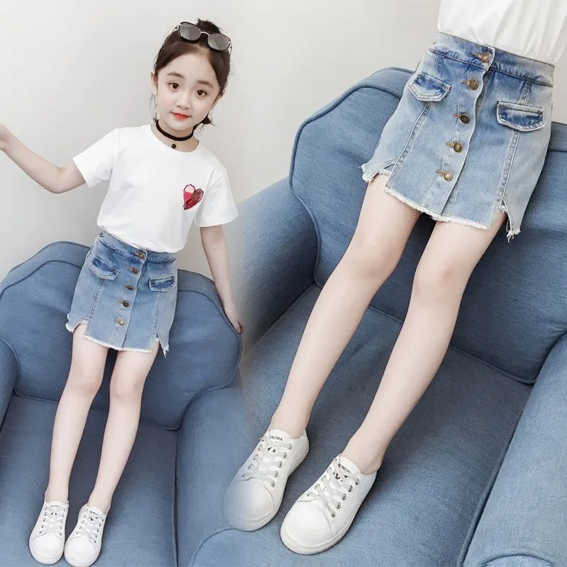 Fashion 2019 Teenage Girls Jeans Skirts With Shorts For Kids Mid Waist Pocket Buttons Denim Shorts Children Summer Short Clothes
Fashion 2019 Teenage Girls Jeans Skirts With Shorts For Kids Mid Waist Pocket Buttons Denim Shorts Children Summer Short Clothes