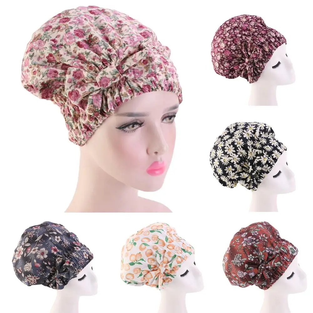 

Muslim Women Floral Print Sleep Cap Nightcap Wide Stretch Elastic Hair Care Headwear Wrap Muslim Bonnet Turban Beanies New
