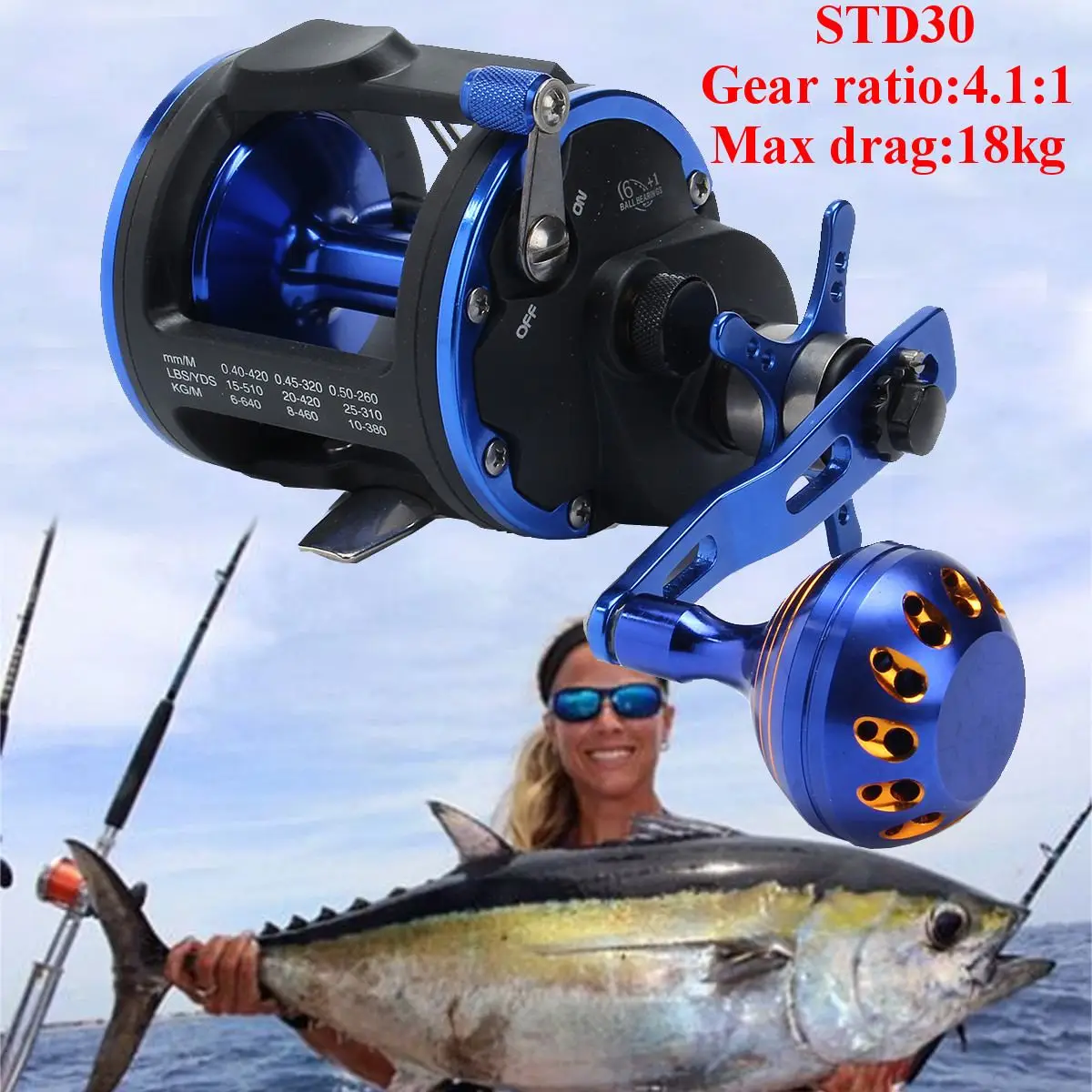 STD30 Aluminium Alloy 4.1:1 6BB+1RB Right Hand Bait Casting Fishing Reel Trolling Fishing Wheel Drum Metal Right Handle NEW
STD30 Aluminium Alloy 4.1:1 6BB+1RB Right Hand Bait Casting Fishing Reel Trolling Fishing Wheel Drum Metal Right Handle NEW