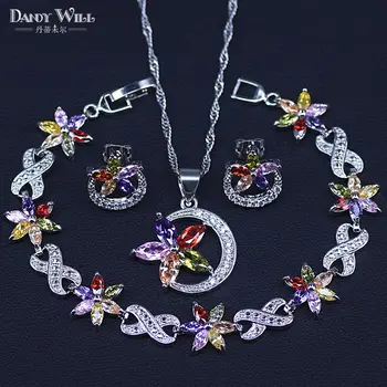 Silver Color Jewelry Multicolor Stones Cubic Zirconia Costume Jewelry Sets For Women Earrings/Pendant/Necklace/Bracelet
Silver Color Jewelry Multicolor Stones Cubic Zirconia Costume Jewelry Sets For Women Earrings/Pendant/Necklace/Bracelet
