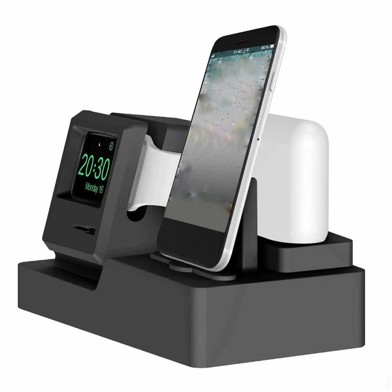 

3 in 1 Charging Dock Desktop Silicone Phone Holder Stand Bracket Cradle For iPhone 7 Plus 6 6s Plus for Airpods For Aplle Watch