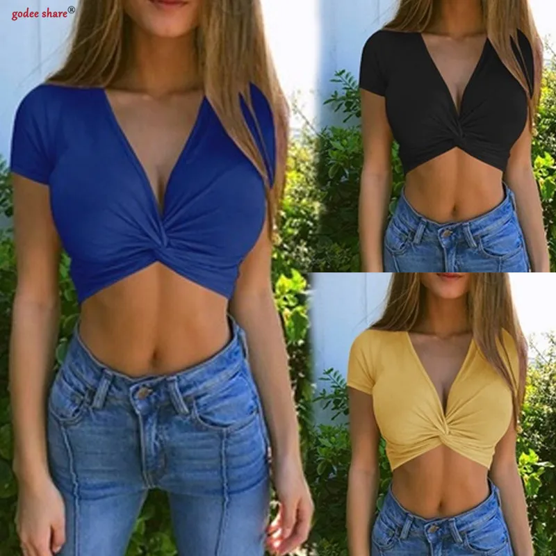 Fashion 2019 Women Crop Tops V Neck Short Sleeve Soild Summer Sexy T Shirt Female Tank Top Women Clothing
Fashion 2019 Women Crop Tops V Neck Short Sleeve Soild Summer Sexy T Shirt Female Tank Top Women Clothing