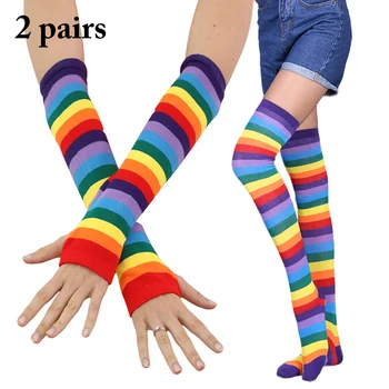 Lady Rainbow Socks And Rainbow Gloves Winter Warm Knee Socks Stockings Point Fingered Warm Gloves Two-piece Suit
Lady Rainbow Socks And Rainbow Gloves Winter Warm Knee Socks Stockings Point Fingered Warm Gloves Two-piece Suit