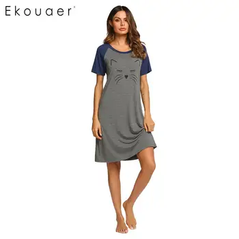 Ekouaer Women Fashion Night Dress Sleepwear Round Neck Short Sleeve Cartoon Print Nightdress Sleepwear Female Nightgown Clothes
Ekouaer Women Fashion Night Dress Sleepwear Round Neck Short Sleeve Cartoon Print Nightdress Sleepwear Female Nightgown Clothes
