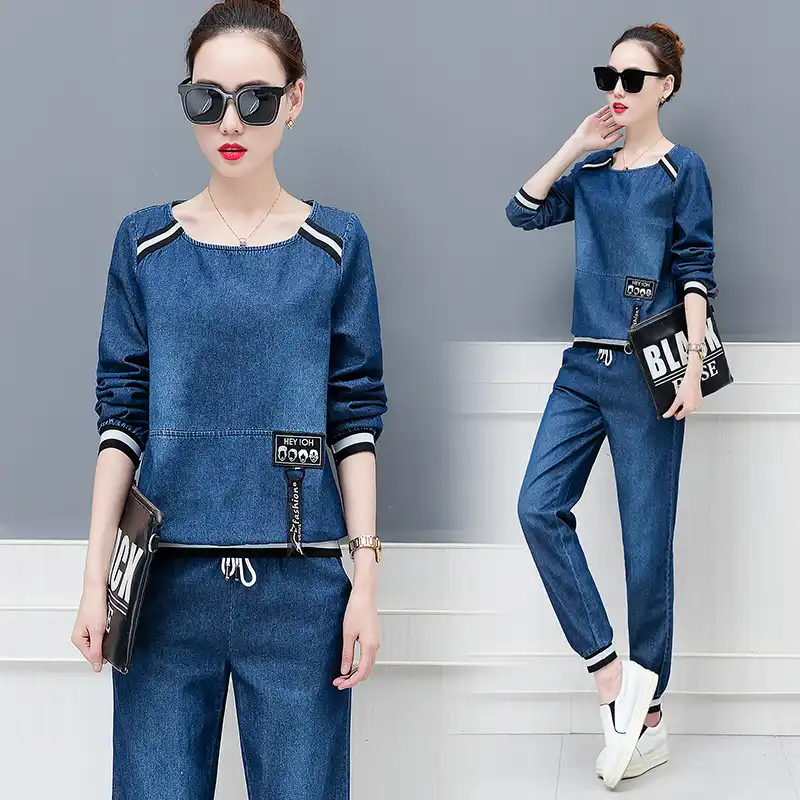 plus size denim pant suits
