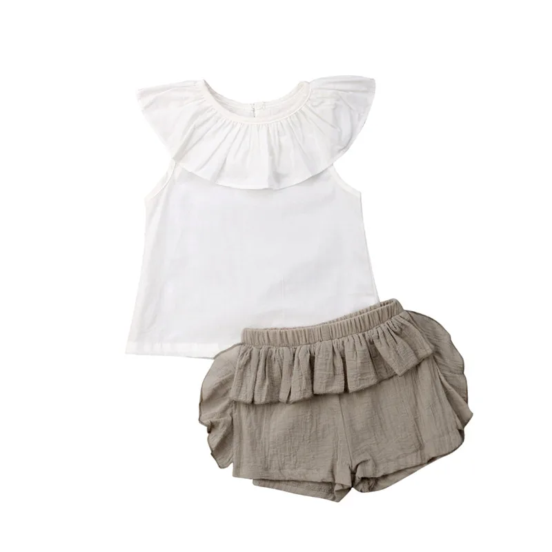 Фото Комплекты одежды для маленьких девочек футболки с открытыми плечами топы