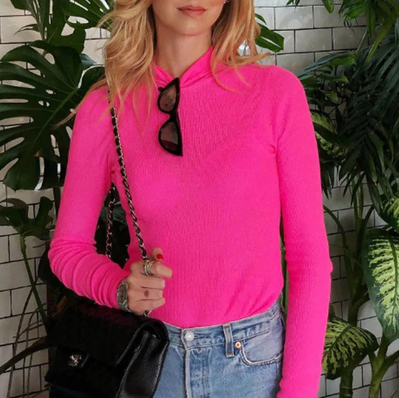 2019 Women Long Sleeve T Shirt Slim Fit Turtle Neck Pullover High Tops Casual Solid Ladies Femme Clothes Costume Autumn Fashion
2019 Women Long Sleeve T Shirt Slim Fit Turtle Neck Pullover High Tops Casual Solid Ladies Femme Clothes Costume Autumn Fashion