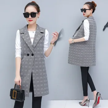 #0706 Spring Autumn Plaid Long Vest Women Slim Waistcoat Elegant Vest Female Office Sleeveless Jacket Women Blazer Vest Outwear
#0706 Spring Autumn Plaid Long Vest Women Slim Waistcoat Elegant Vest Female Office Sleeveless Jacket Women Blazer Vest Outwear