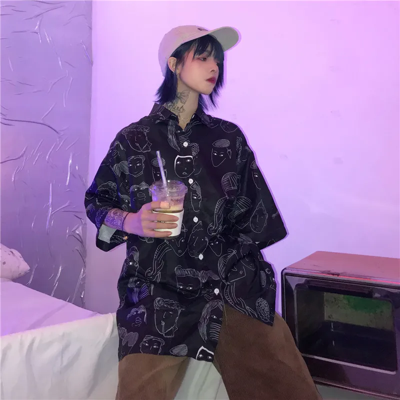 Lychee Girls Loose Summer Spring Streetwear Face Print Female Shirts Blouse Turn-down Collar Short Sleeve Women Blouse Shirt
Lychee Girls Loose Summer Spring Streetwear Face Print Female Shirts Blouse Turn-down Collar Short Sleeve Women Blouse Shirt