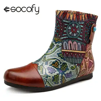 Socofy Retro Printed Genuine Leather Boots Women Shoes Woman Zipper Vintage Motorcycle Ankle Boots Ladies Shoes Booties Botas
Socofy Retro Printed Genuine Leather Boots Women Shoes Woman Zipper Vintage Motorcycle Ankle Boots Ladies Shoes Booties Botas
