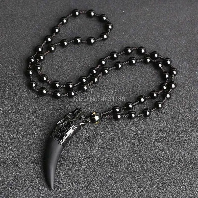 Natural Obsidian Pendant Necklace Wolf Tooth Amulets Faddish Ornament*Free Gift Box
Natural Obsidian Pendant Necklace Wolf Tooth Amulets Faddish Ornament*Free Gift Box