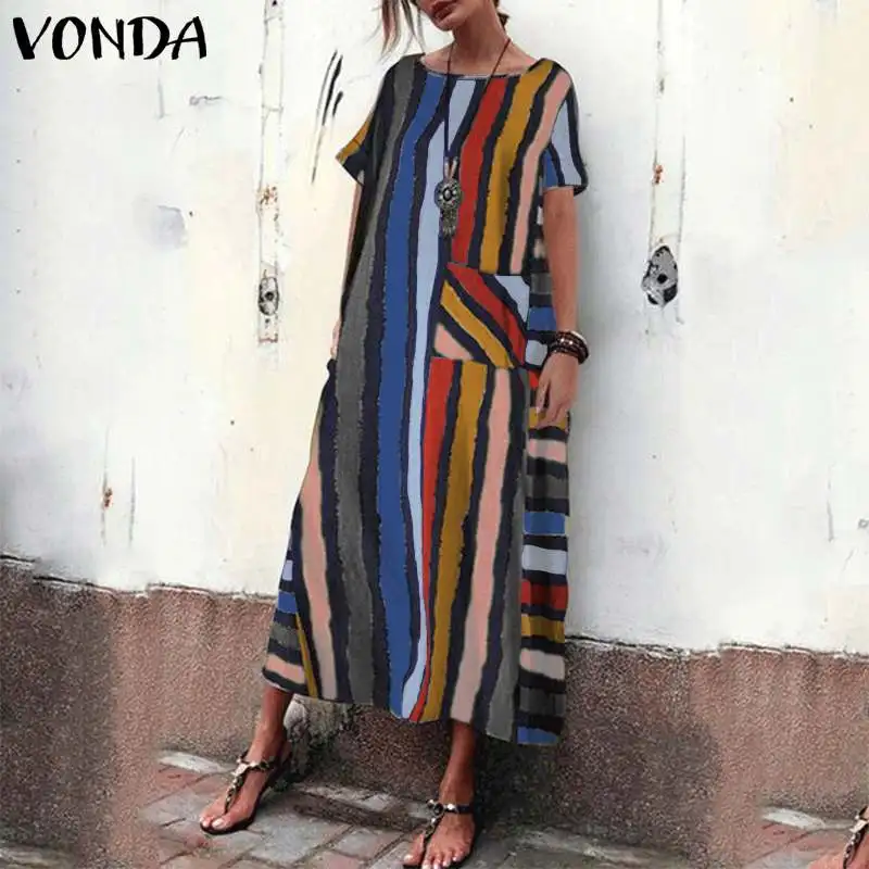 VONDA Elegant Maxi Dresses Women Multi Color Striped Print Plus Size Long Dresses Summer Vintage Casual Loose Sundress Plus Size
VONDA Elegant Maxi Dresses Women Multi Color Striped Print Plus Size Long Dresses Summer Vintage Casual Loose Sundress Plus Size