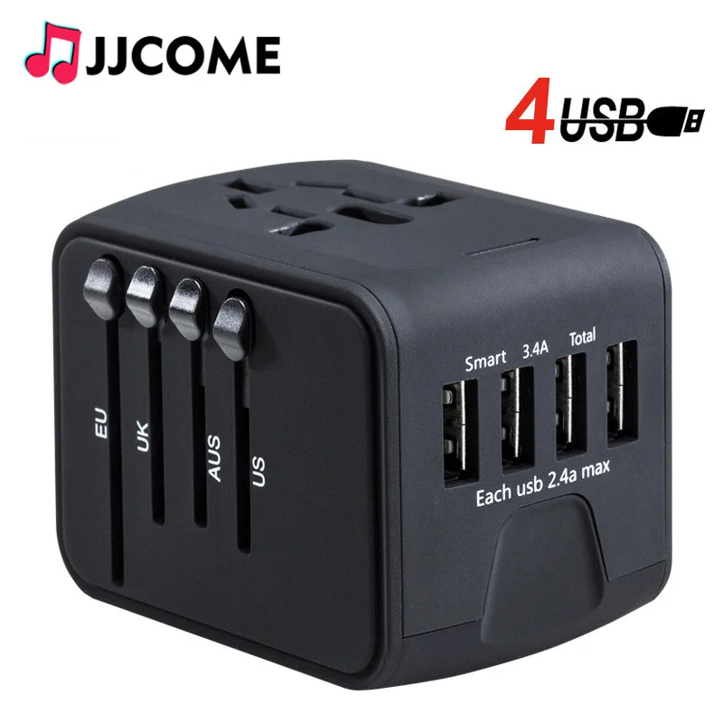 Travel Adapter International Universal Power Adapter Plug All-in-one with 3.4A 4 USB Worldwide Wall Charger for UK/EU/AUS/US
Travel Adapter International Universal Power Adapter Plug All-in-one with 3.4A 4 USB Worldwide Wall Charger for UK/EU/AUS/US