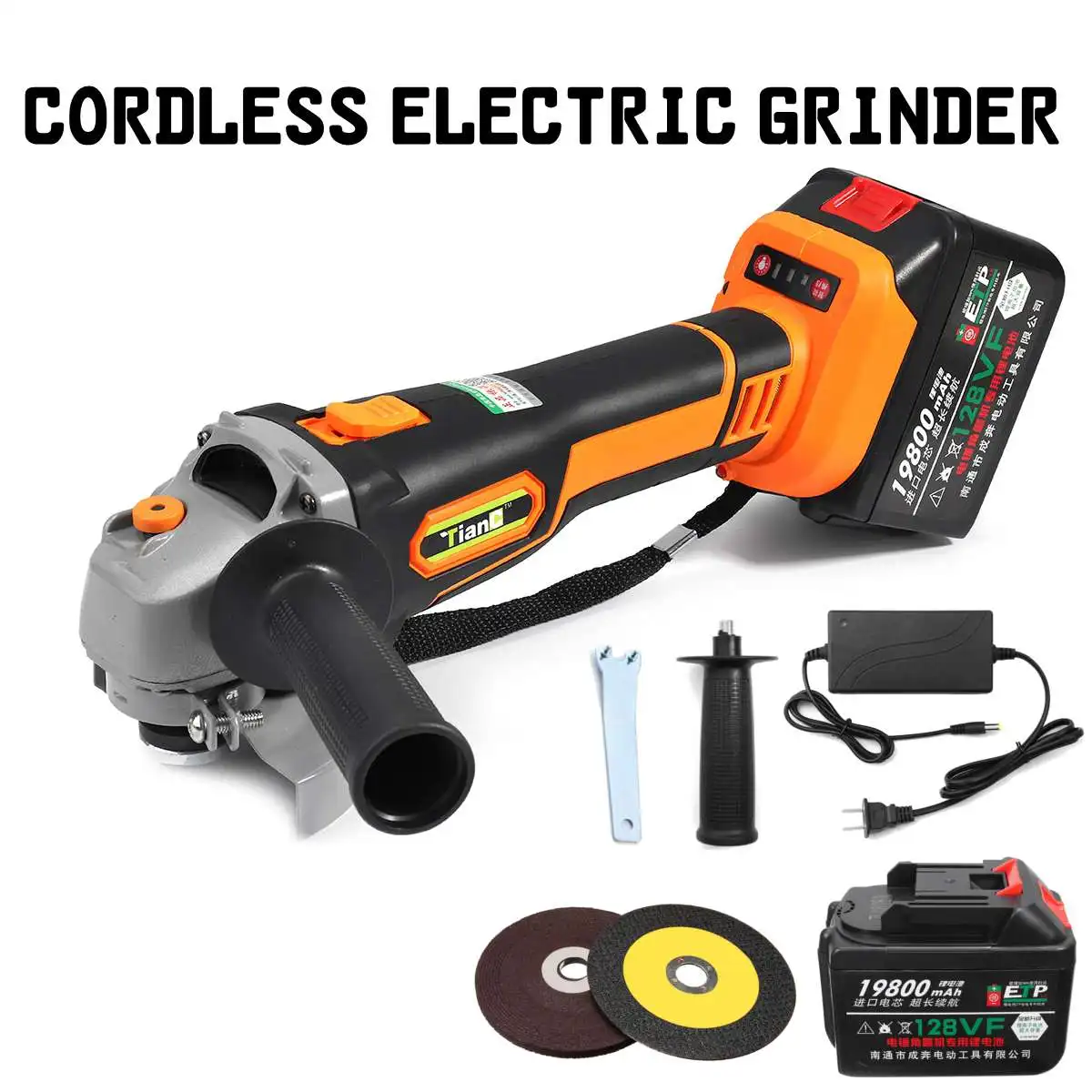 128VF 19800mAh Electric Angle Grinder Cordless Polisher Polishing Machine Cutting Tool Brushless motor Grinding with battery
128VF 19800mAh Electric Angle Grinder Cordless Polisher Polishing Machine Cutting Tool Brushless motor Grinding with battery