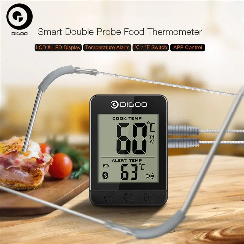 Digoo DG-FT2203 Smart Bluetoorh LED Display BBQ Kitchen Cooking Thermometer Metal Probes APP Function For Meat Barbecue Grilling
Digoo DG-FT2203 Smart Bluetoorh LED Display BBQ Kitchen Cooking Thermometer Metal Probes APP Function For Meat Barbecue Grilling