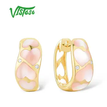 VISTOSO Gold Earrings For Women Pure 14K 585 Yellow Gold Fancy Heart Pink Mother of Pearl Sparkling Diamond Elegant Fine Jewelry 
VISTOSO Gold Earrings For Women Pure 14K 585 Yellow Gold Fancy Heart Pink Mother of Pearl Sparkling Diamond Elegant Fine Jewelry