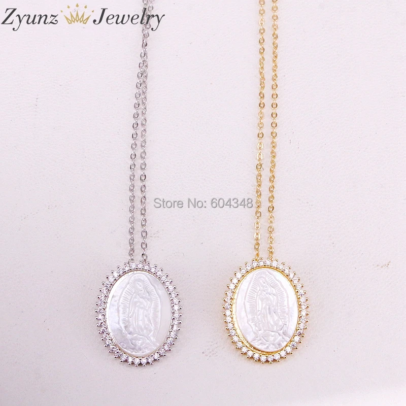 5 Strands ZYZ323-8739 Lovely Bead Gold Silver Cubic Zirconia with Shell Mary / Virgin of Fatima Pendant Necklace
5 Strands ZYZ323-8739 Lovely Bead Gold Silver Cubic Zirconia with Shell Mary / Virgin of Fatima Pendant Necklace