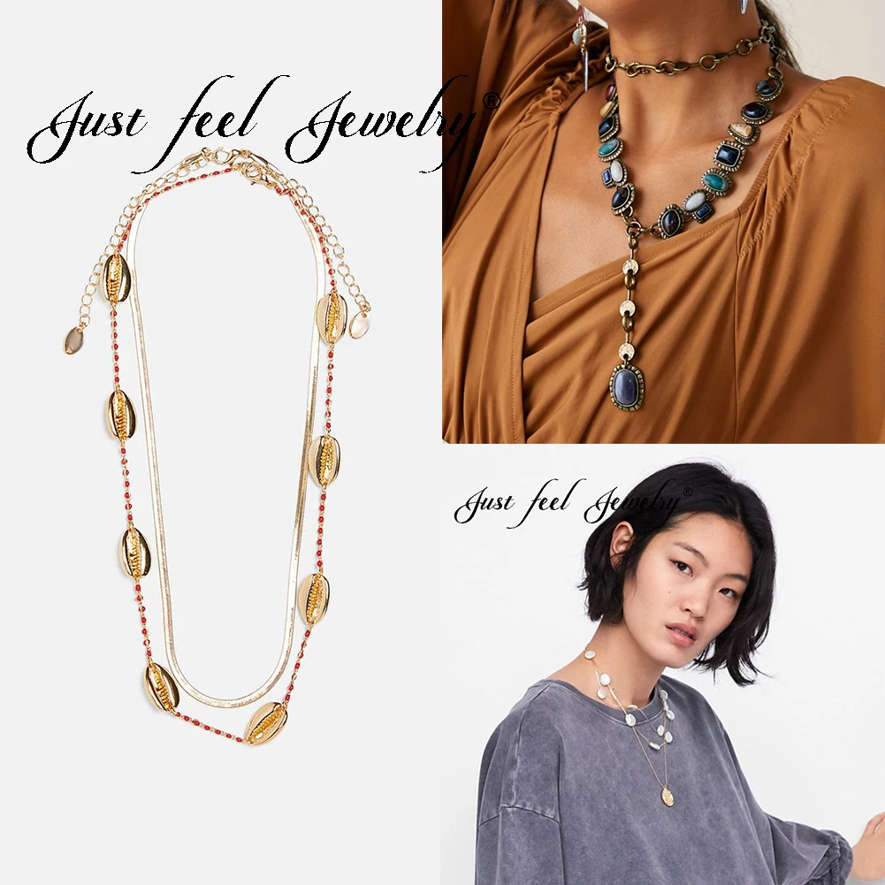 JUST FEEL 2019 New Vintage ZA Multicolor Long Shell Beaded Necklace For Women Punk Metal Choker Necklaces Jewelry Accessorie
JUST FEEL 2019 New Vintage ZA Multicolor Long Shell Beaded Necklace For Women Punk Metal Choker Necklaces Jewelry Accessorie