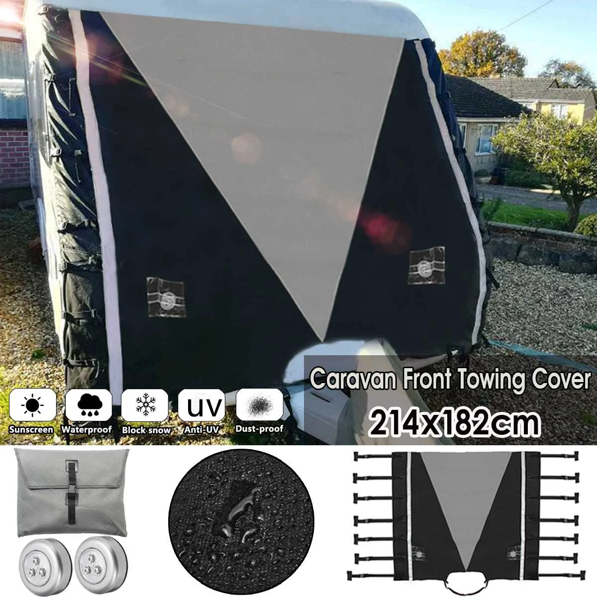 Universal Grey RV Caravan Front Towing Cover Protection with LED Lights For RV Caravan Motorhome
Universal Grey RV Caravan Front Towing Cover Protection with LED Lights For RV Caravan Motorhome