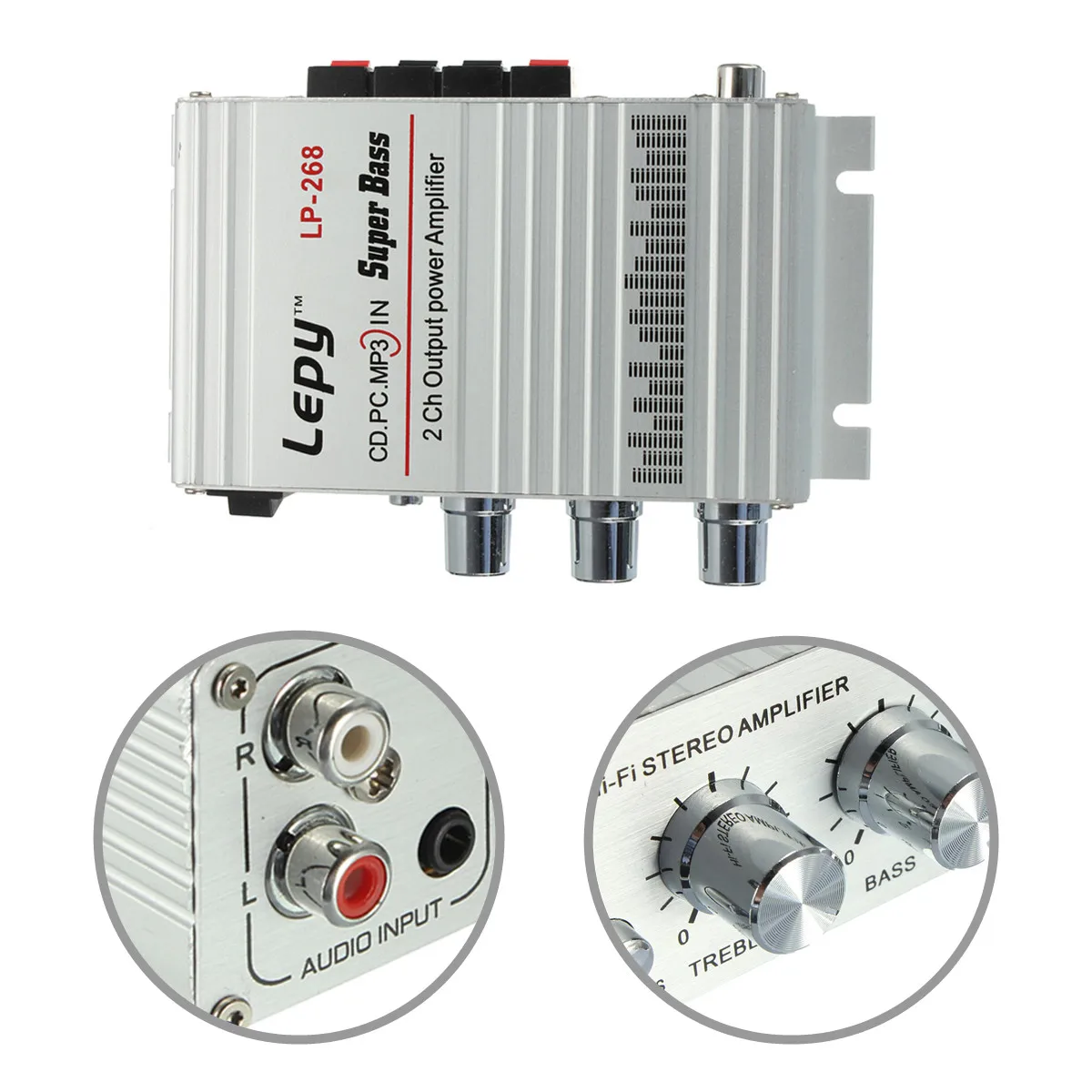 LP-268 2 Channel Mini Hi-Fi Audio Stereo Amplifier subwoofer Amp MP3 Radio 40W 12V for Car Motorcycle
LP-268 2 Channel Mini Hi-Fi Audio Stereo Amplifier subwoofer Amp MP3 Radio 40W 12V for Car Motorcycle