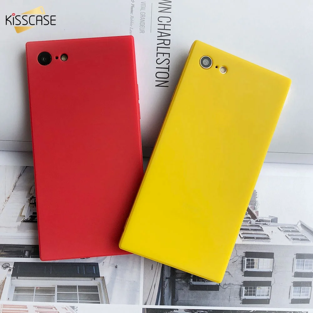 KISSCASE яркие квадратные чехлы для телефонов iPhone X Xs чехол 6 S 7 8 Plus силиконовый мягкий