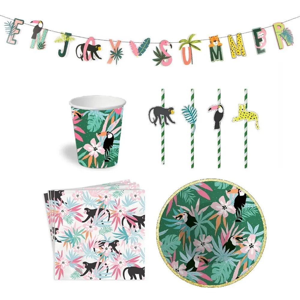 Summer Hawaiian Party Decorations Set Disposable Party Tableware Paper Plate Cups Drinking Straw For Birthday Party Supplies
Summer Hawaiian Party Decorations Set Disposable Party Tableware Paper Plate Cups Drinking Straw For Birthday Party Supplies