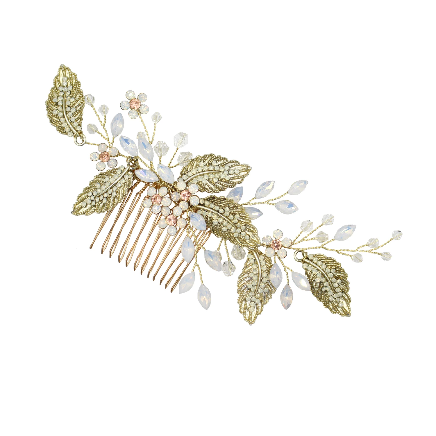 Fashion Opal Crystal Hair Jewelry Flower Leaf Tiara Hair Combs Clips Wedding Women Bridal Handmade Hair Accessories Hot Sale
Fashion Opal Crystal Hair Jewelry Flower Leaf Tiara Hair Combs Clips Wedding Women Bridal Handmade Hair Accessories Hot Sale